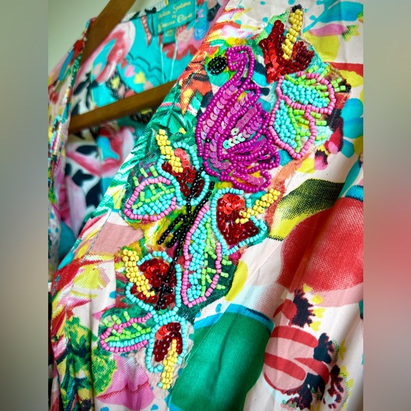 NWT Antica Sartoria Giacomo Cinque Sequin Tassel Italian Capri Mini Sun Dress - Picture 8 of 9